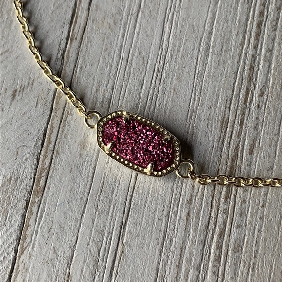 Kendra Scott Elaina Fuschia Druzy Bracelet NEW - Picture 2 of 7